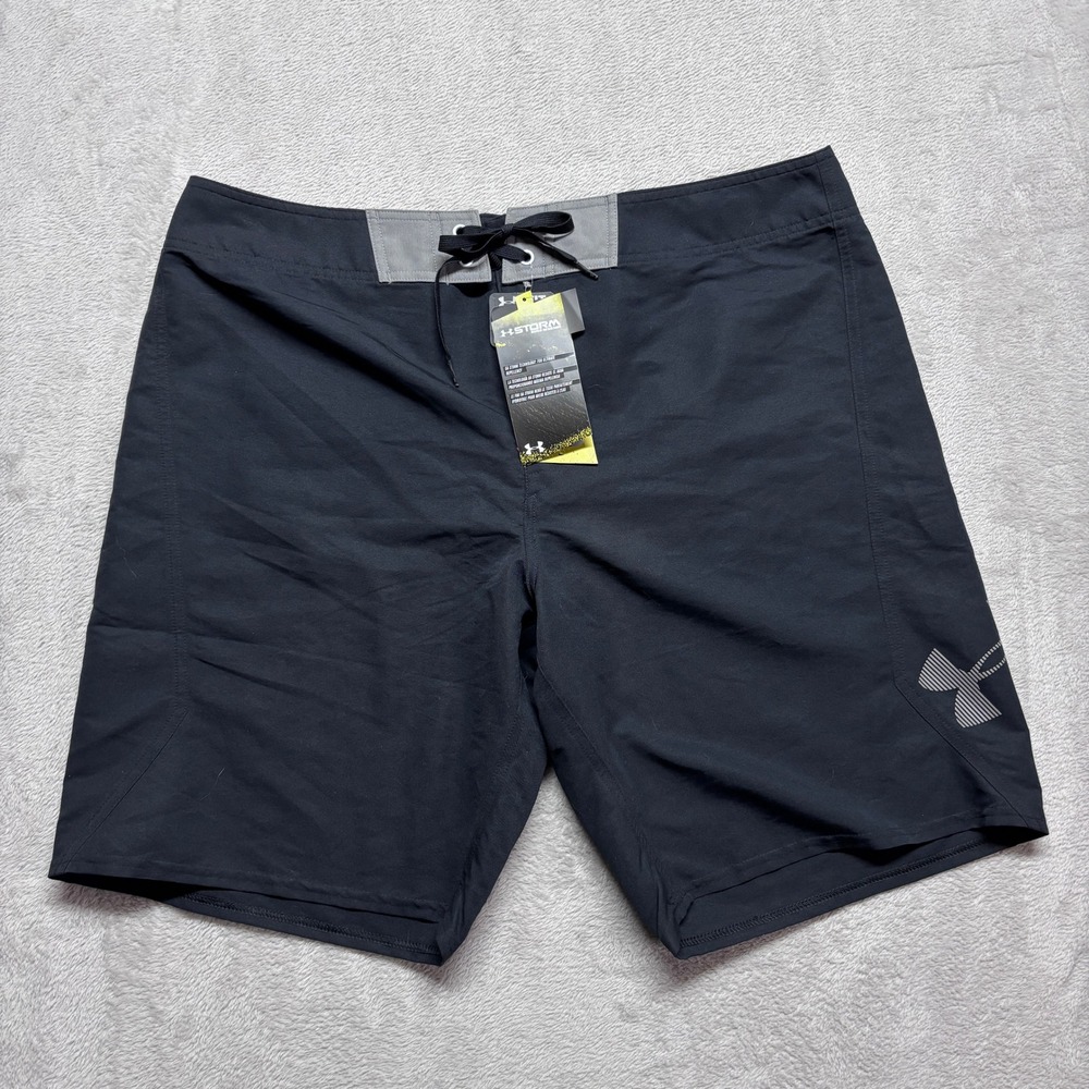 NEW NWT Under Armour Mens 40 Hydro‎ Storm Board Shorts Heat Gear Grey